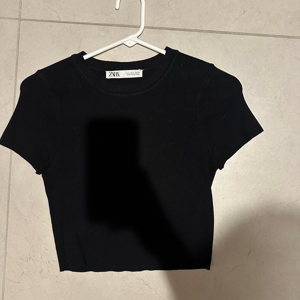 Zara Women's Black Ribbed Top